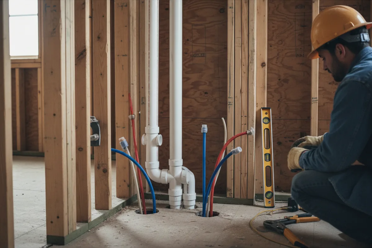 Drain and supply rough-in during Drain Cleaning in Frederick